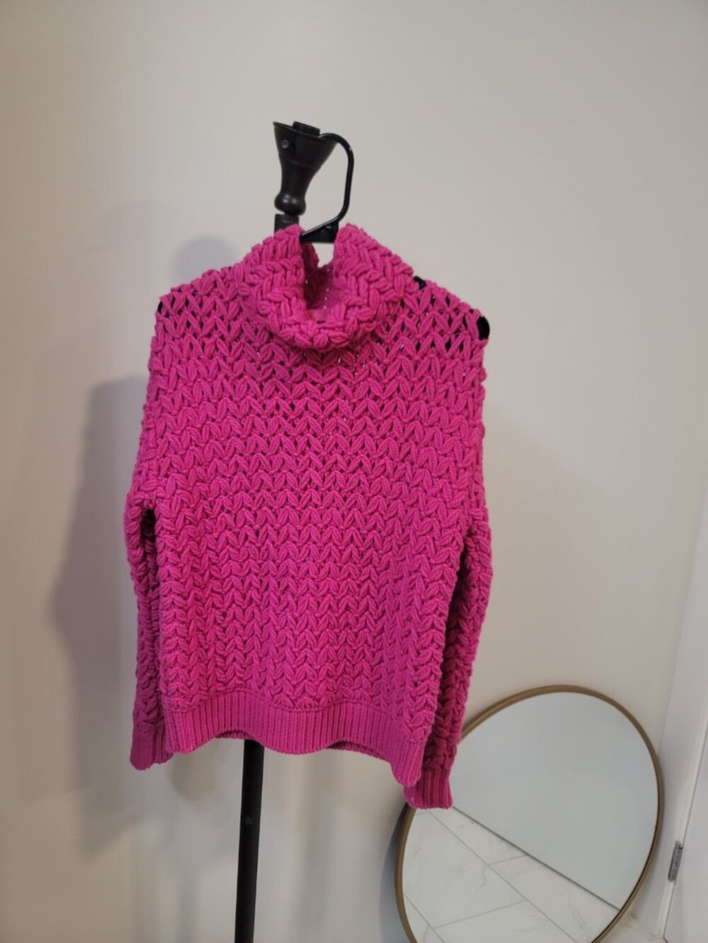 Valentino Garavani Crocheted Rollneck Sweater Size Small Pink